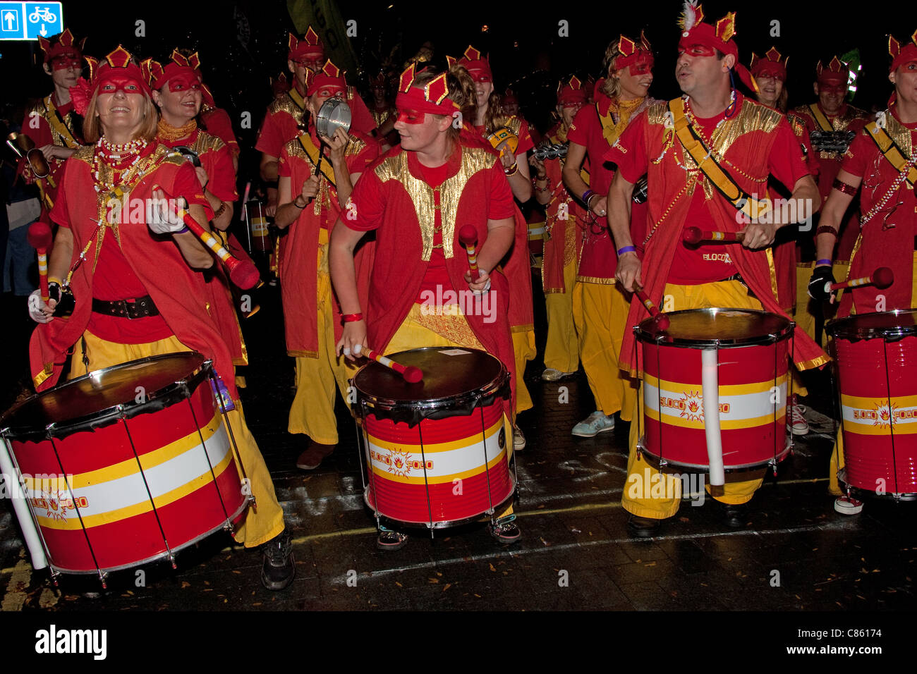 Danseur musicien brésilien nuit maquillage music band Banque D'Images