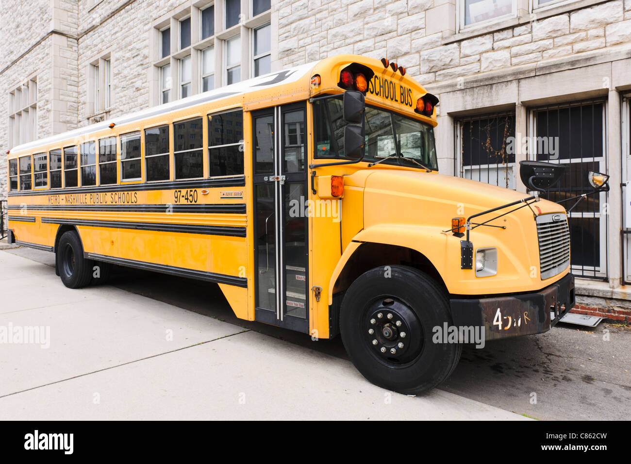 American school bus jaune Banque D'Images