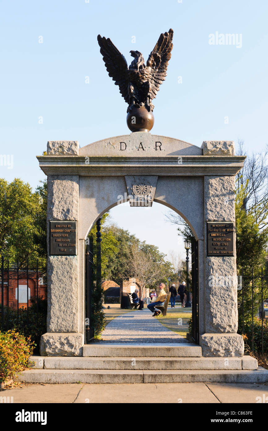 Cimetière du parc colonial de Savannah, Banque D'Images