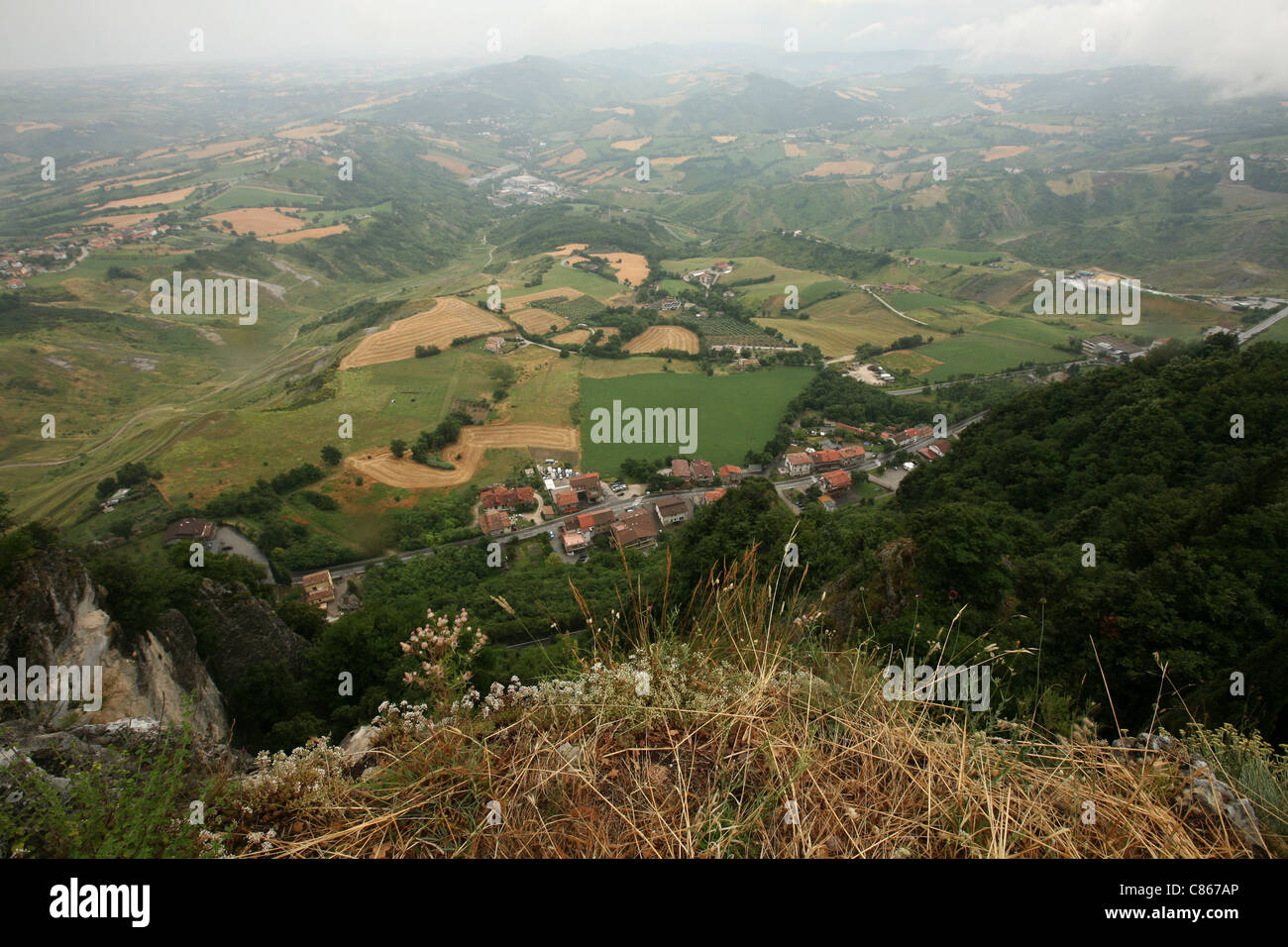 République de Saint-Marin. Vue du mont Titano, le plus haut sommet de Saint-Marin. Banque D'Images
