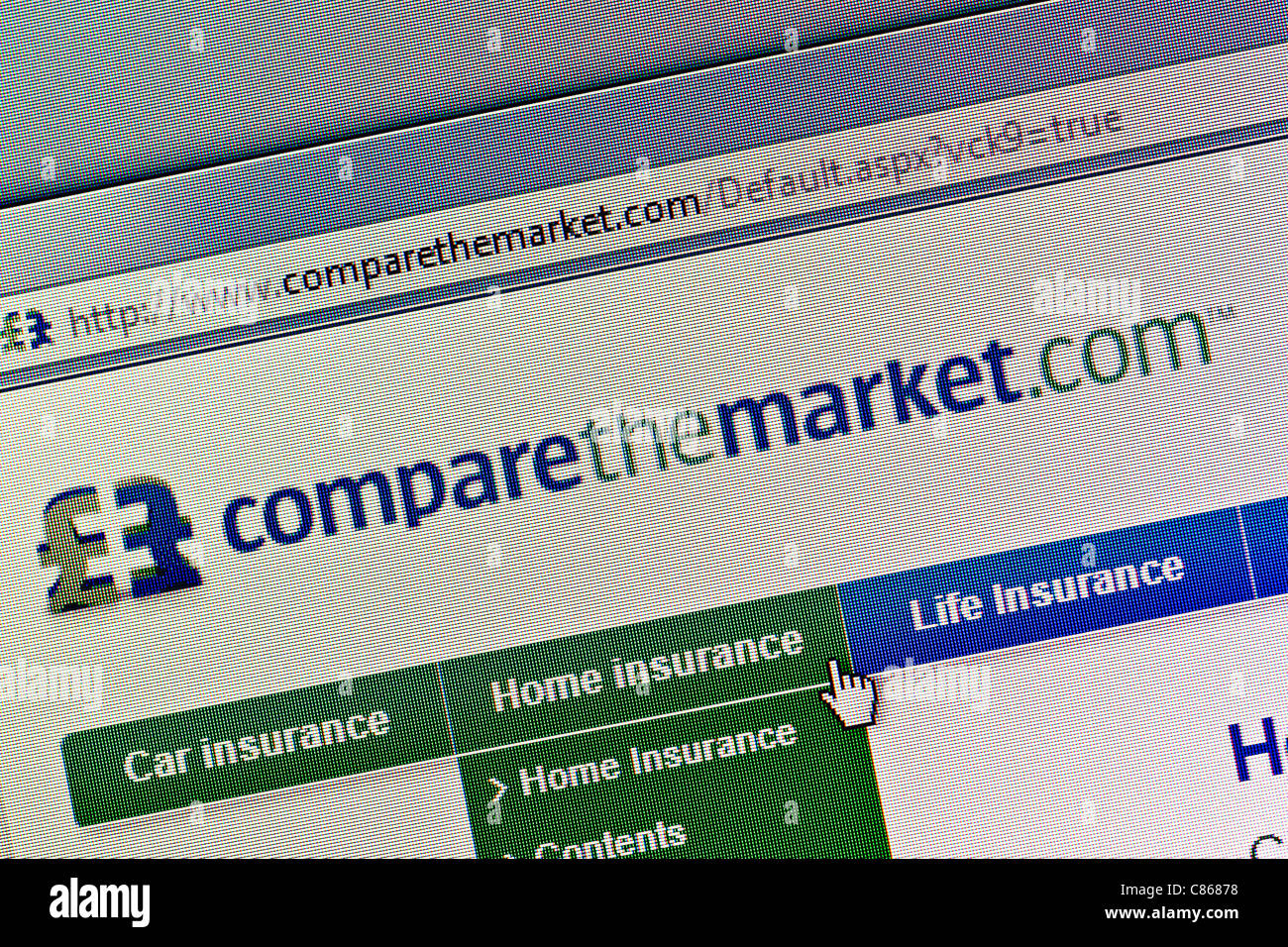Comparer le produit et l'écran du logo site web close up Banque D'Images
