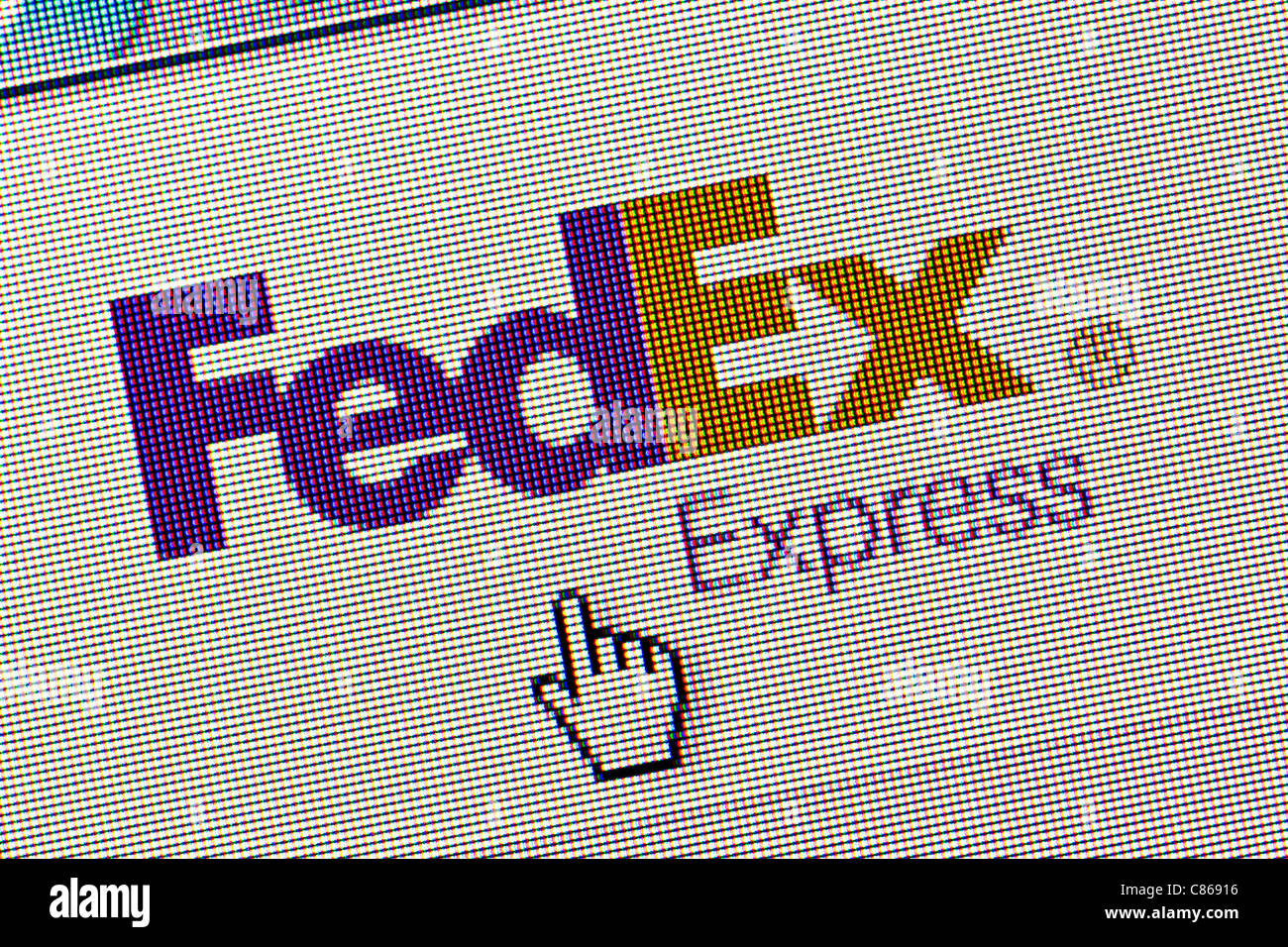 Le logo et le site web de FedEx close up Banque D'Images