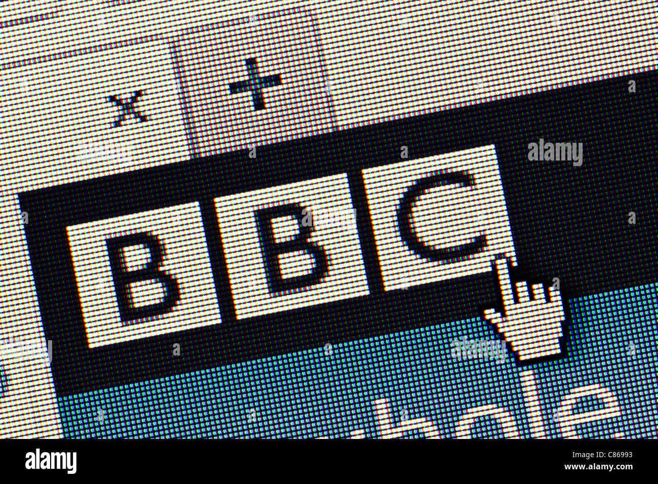 Logo de la BBC et le site web close up Banque D'Images