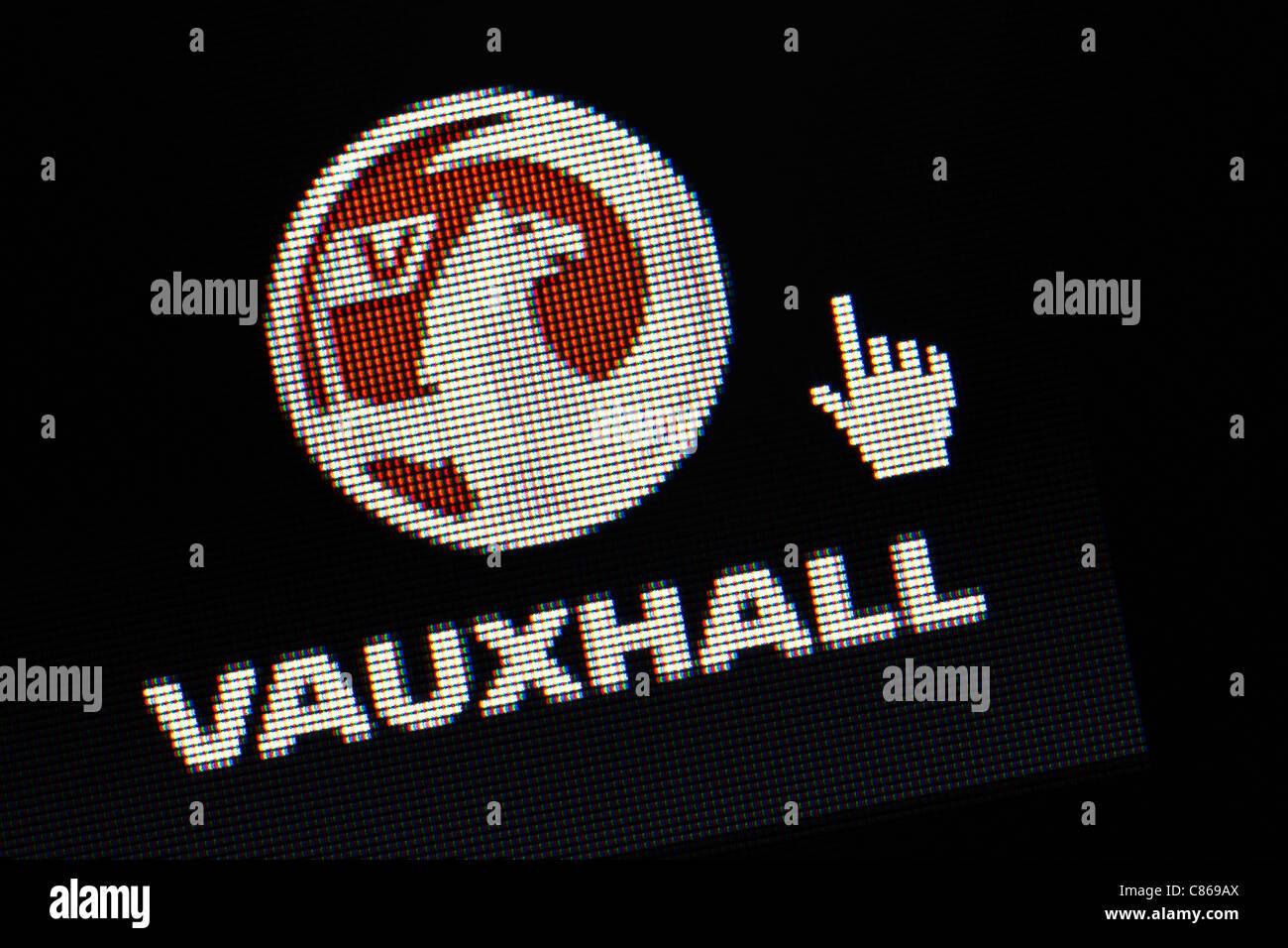 Logo voitures Vauxhall et site web close up Banque D'Images
