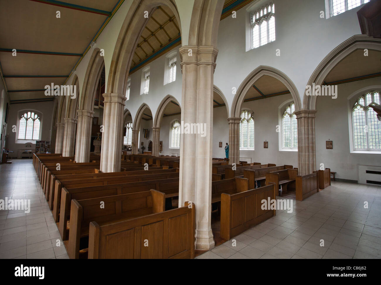 L'intérieur de l'église St Mary à Little Walsingham, à Norfolk. Banque D'Images