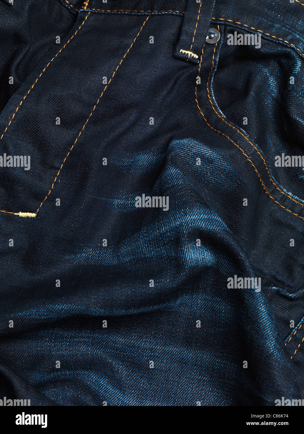 Gros plan artistique de blue-jeans texture Banque D'Images