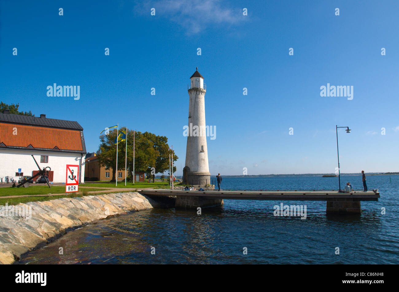 Fyren Karlskrona Nedre lighthouse (1924) île Stumholmen Karlskrona en comté de Blekinge Suède méridionale Europe Banque D'Images