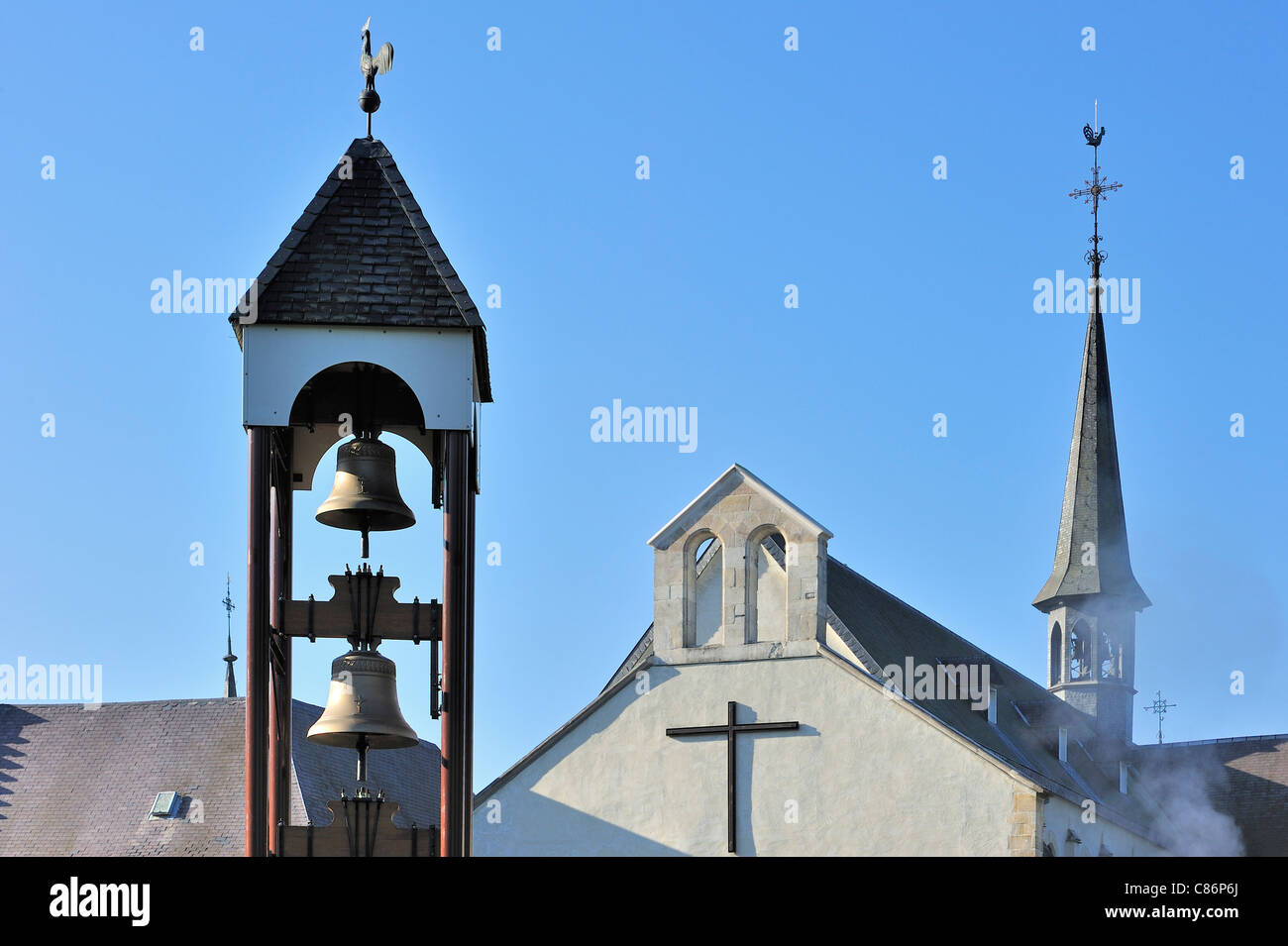 Des cloches de l'Abbaye Trappiste de Rochefort / Abbaye de Notre-Dame de Saint-Rémy, Ardennes, Belgique Banque D'Images