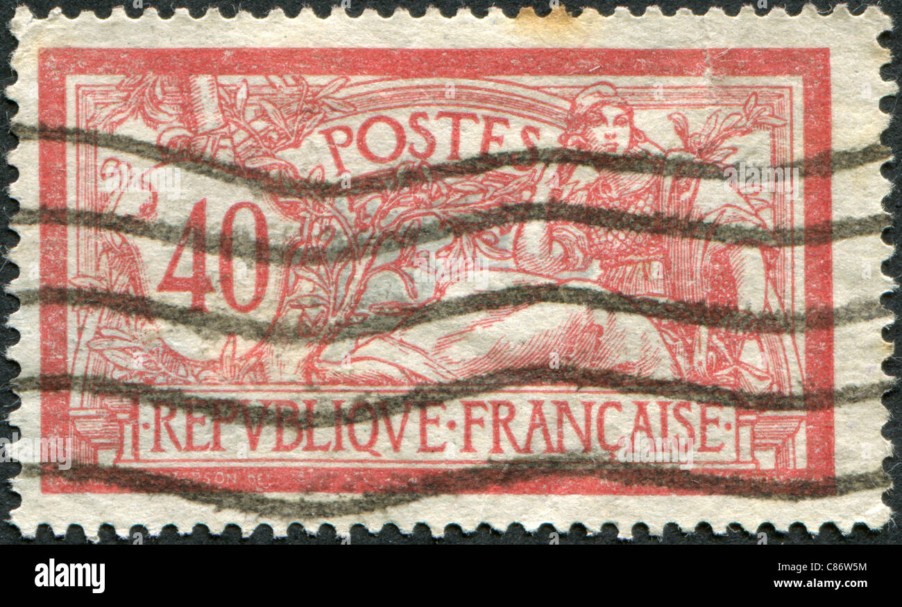 FRANCE - 1900 : timbre imprimé en France, montre une allégorie de la liberté et de la paix Banque D'Images