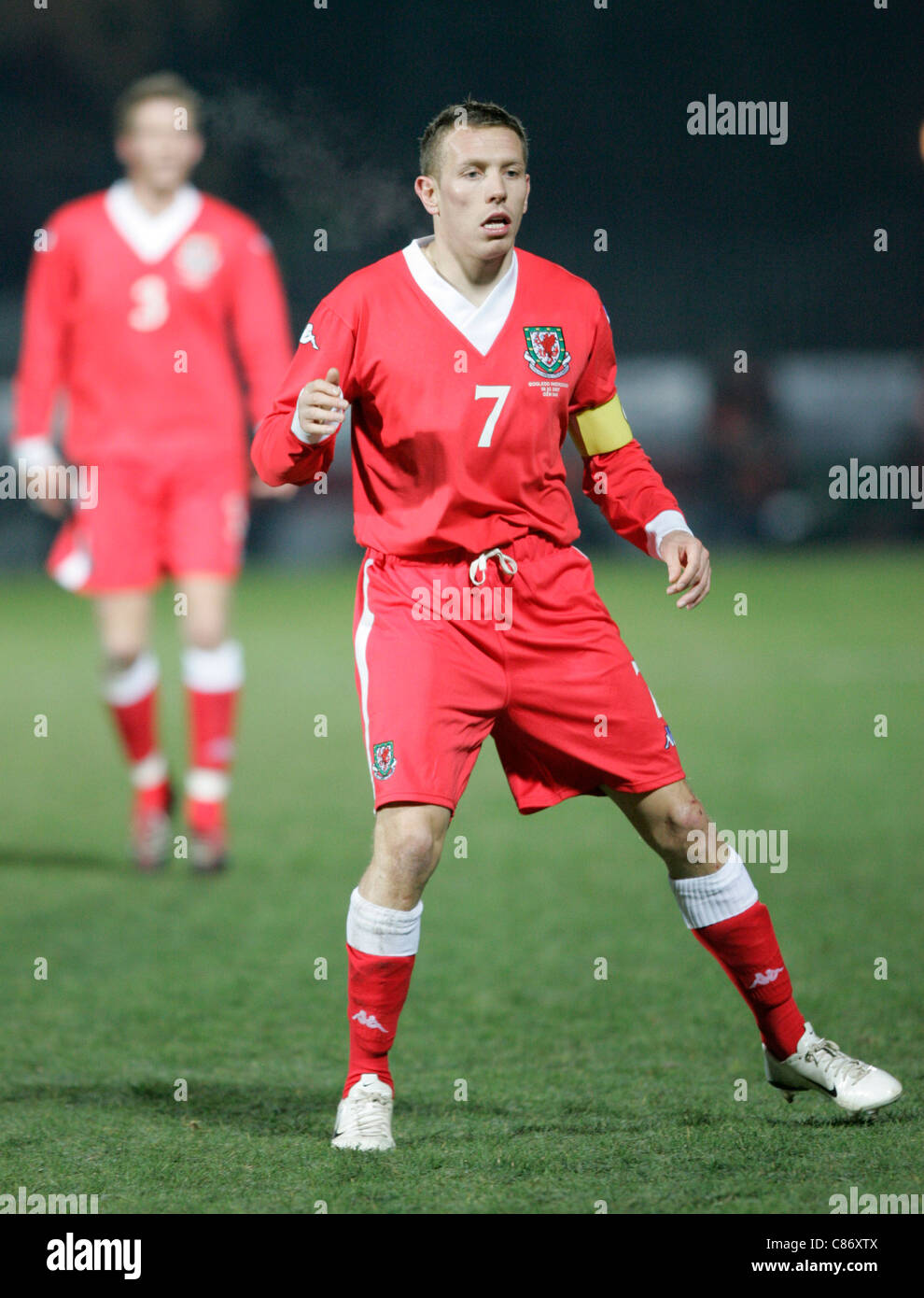 Craig Bellamy (7) le capitaine du Pays de Galles. L'Irlande du Nord et le Pays de Galles a attiré 0-0 dans ce sympathique. L'Irlande du Nord v Wales international friendly, Windsor Park, Belfast, 6 février 2007 Banque D'Images