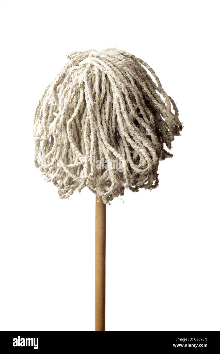 Ancien Mop isolé sur fond blanc Banque D'Images Ancien Mop isolé sur fond blanc Banque D'Images