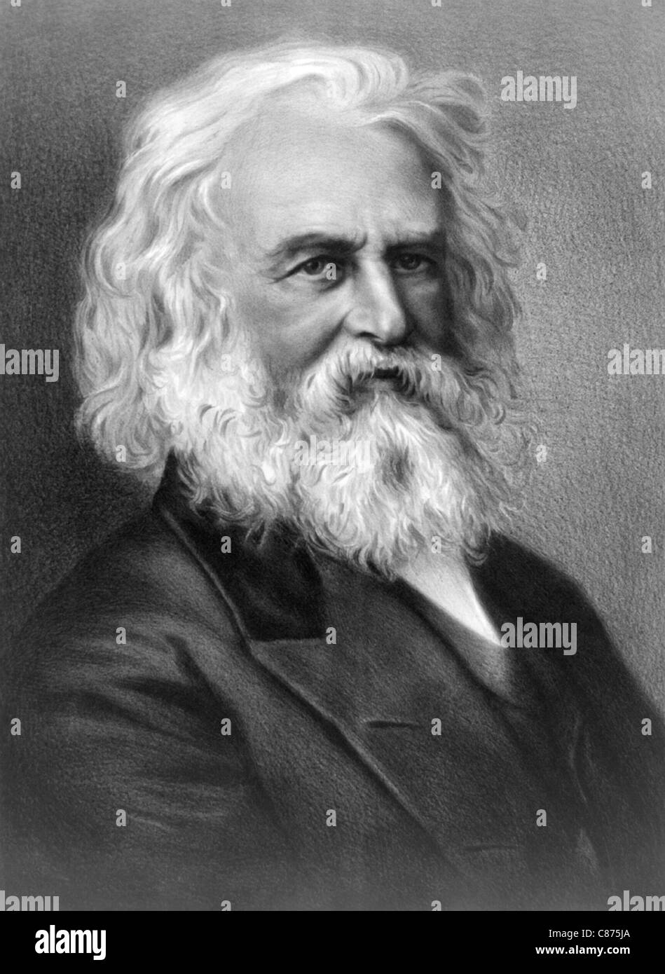 Vintage portrait du poète et éducateur américain Henry Wadsworth Longfellow (1807 - 1882). Banque D'Images
