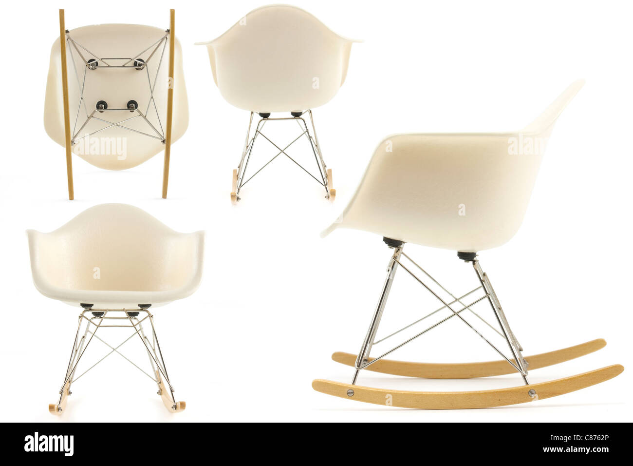 Design moderne chaise à bascule Eames classique situé sur fond blanc Banque D'Images