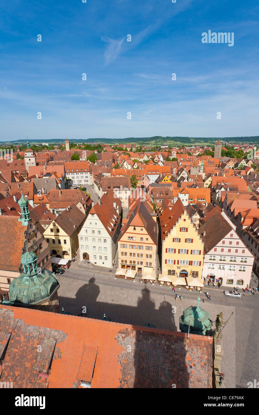 L'Allemagne, la Bavière, la Franconie, Rothenburg ob der Tauber, vue de la place du marché à Cityscape Banque D'Images