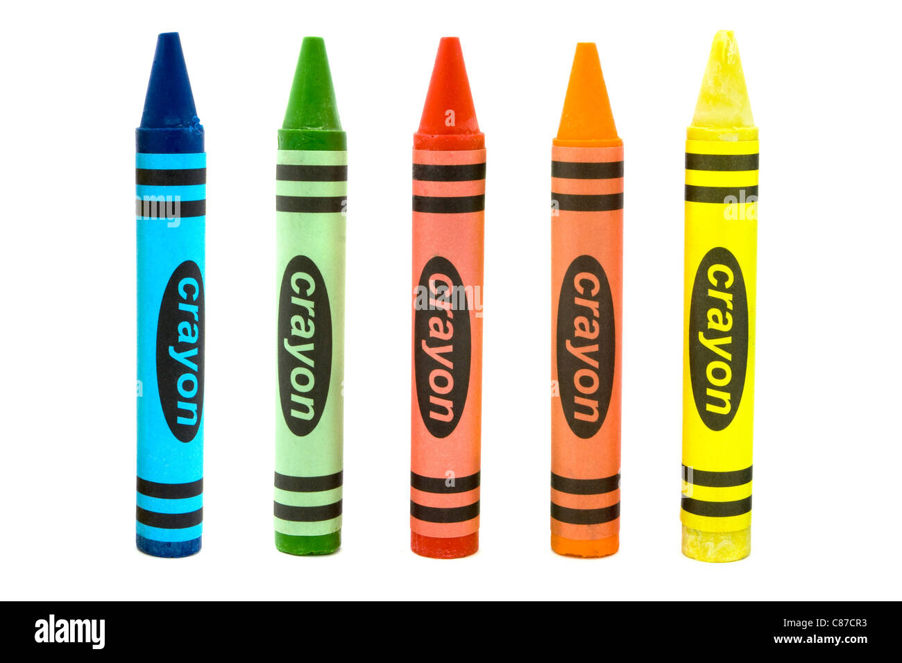 Ligne de couleur différente des crayons isolated on white Banque D'Images