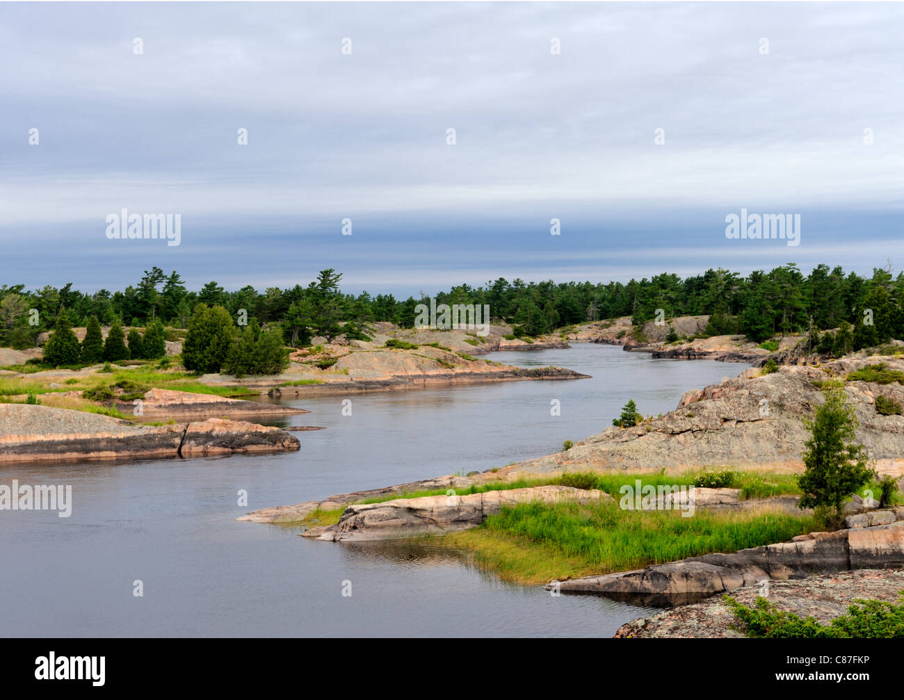 La bad River zone au large de la baie Georgienne est célèbre pour la grande pêche et de paysages spectaculaires. C'est seulement accessible par bateau Banque D'Images