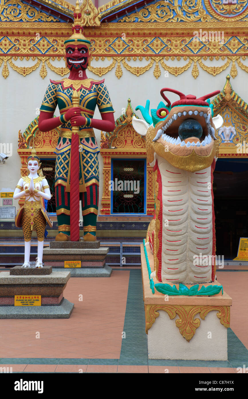 Gardiennage à Wat Chayamangkalaram temple des serpents, Penang, Malaisie Banque D'Images