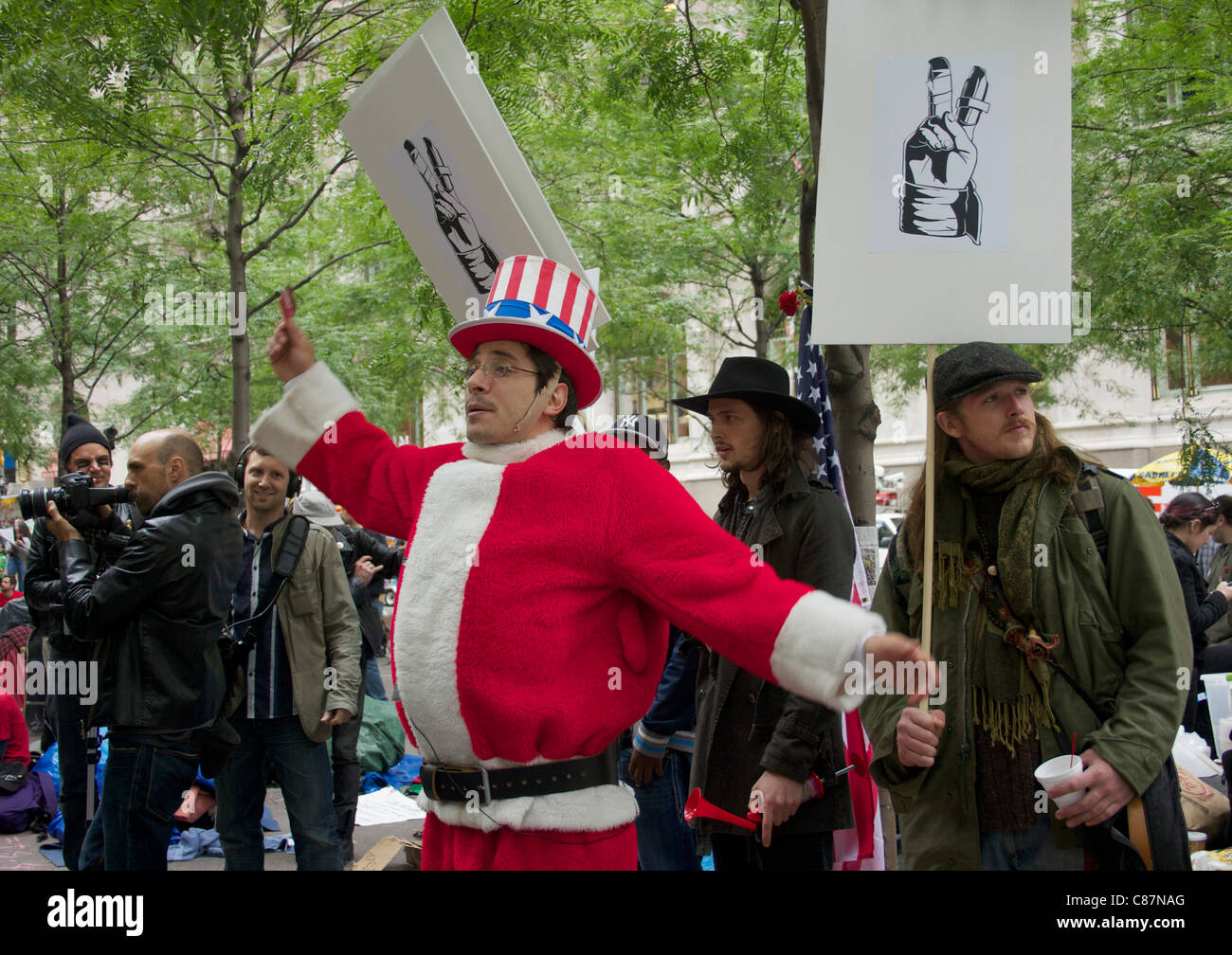 'Occupy Wall Street' des manifestants à Zoccotti Park, New York City. Octobre 2011. Banque D'Images