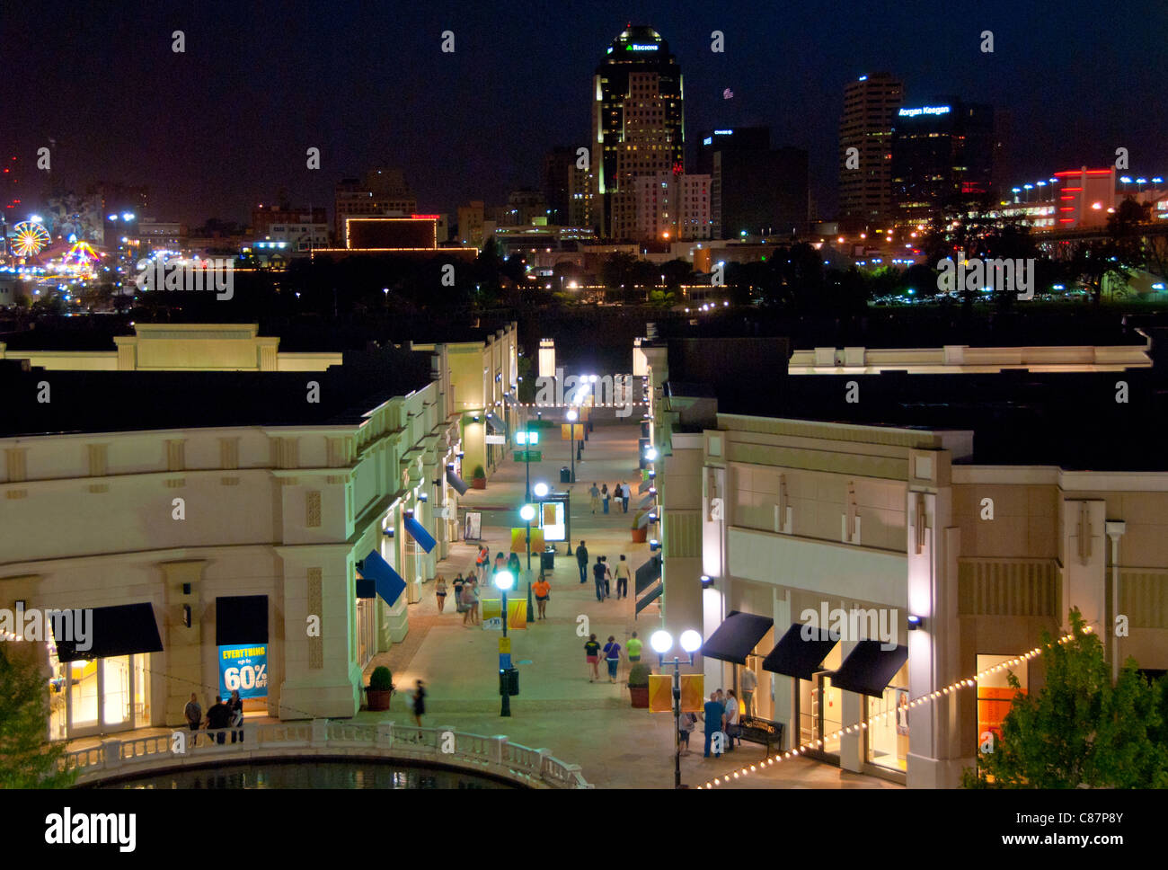 Aperçu de la vie nocturne de Louisiana Boardwalk, Shreveport, Louisiane, Etats-Unis Banque D'Images