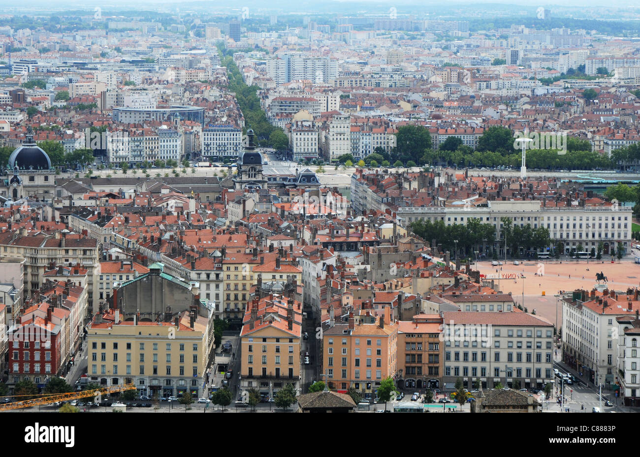 Panorama de la ville de Lyon, France - vue de la colline de Fourvière Banque D'Images