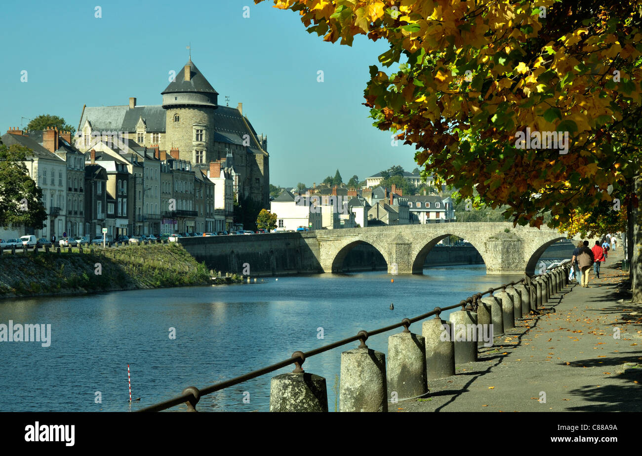 Château de la ville de Laval en Mayenne (Pays de la Loire, France). La