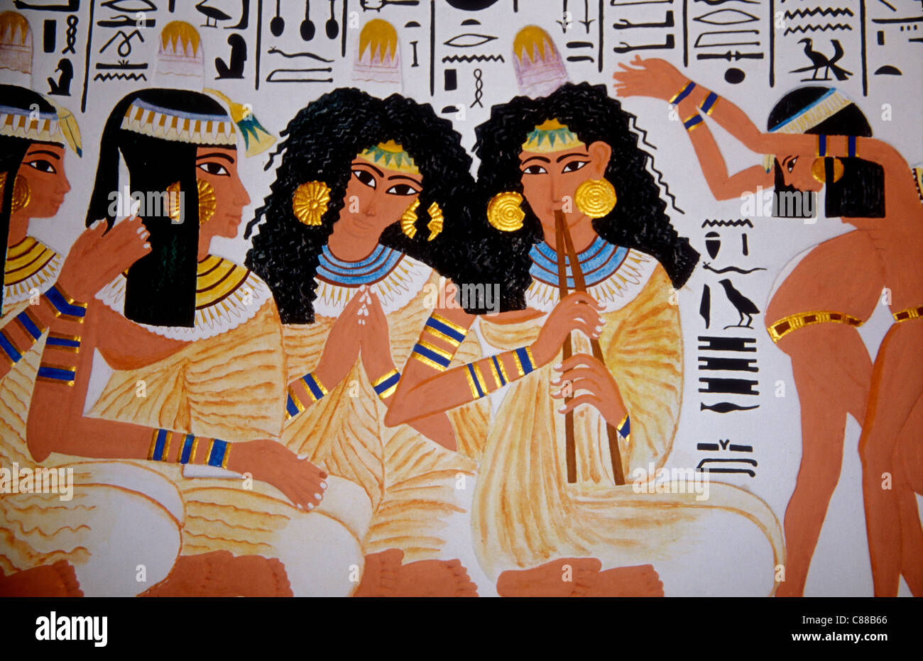 Égypte ancienne femmes musiciens, art le Caire Égypte Banque D'Images