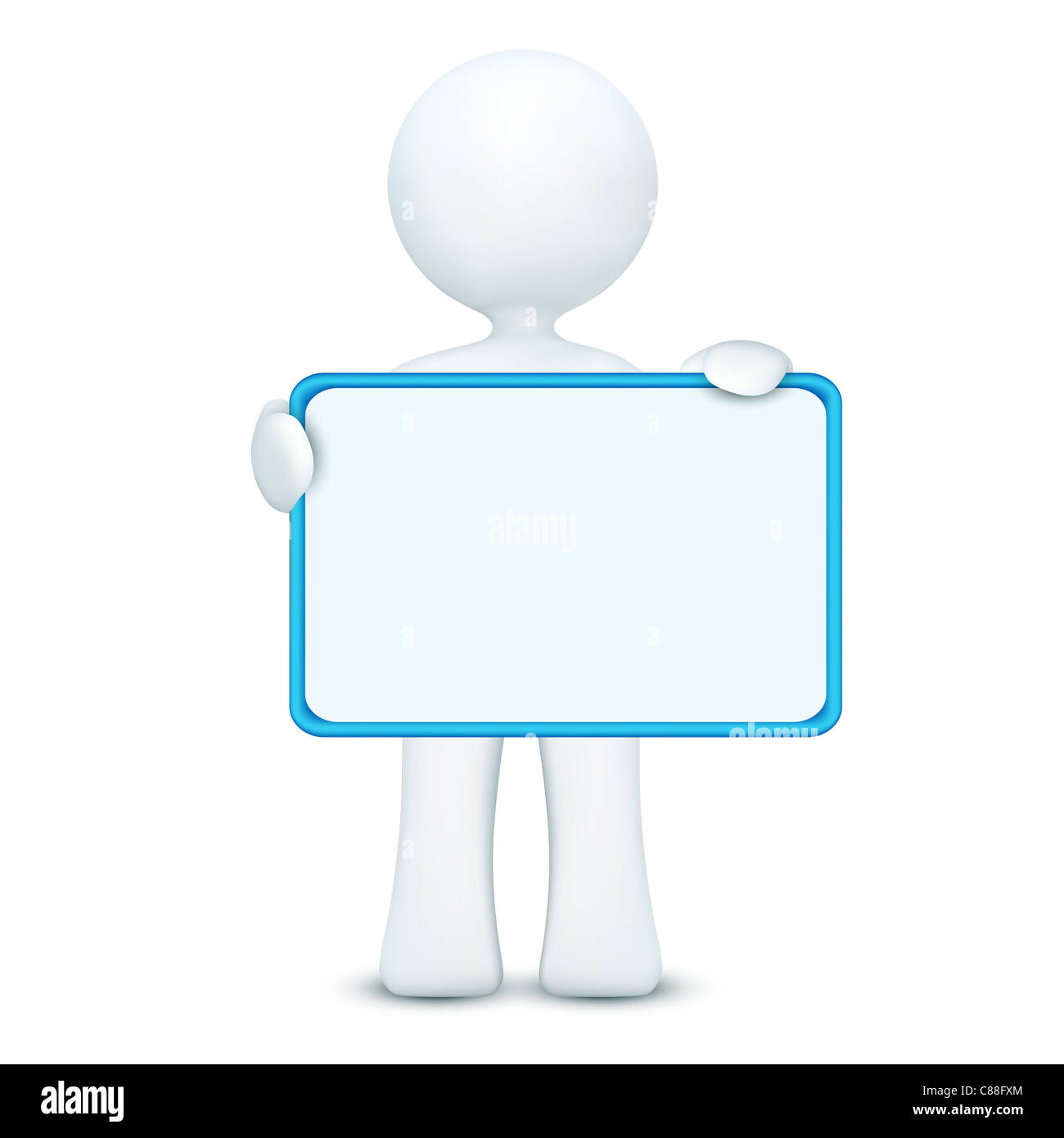 Illustration de 3d character holding blank board sur un cas isolé sur fond blanc Banque D'Images Illustration de 3d character holding blank board sur un cas isolé sur fond blanc Banque D'Images