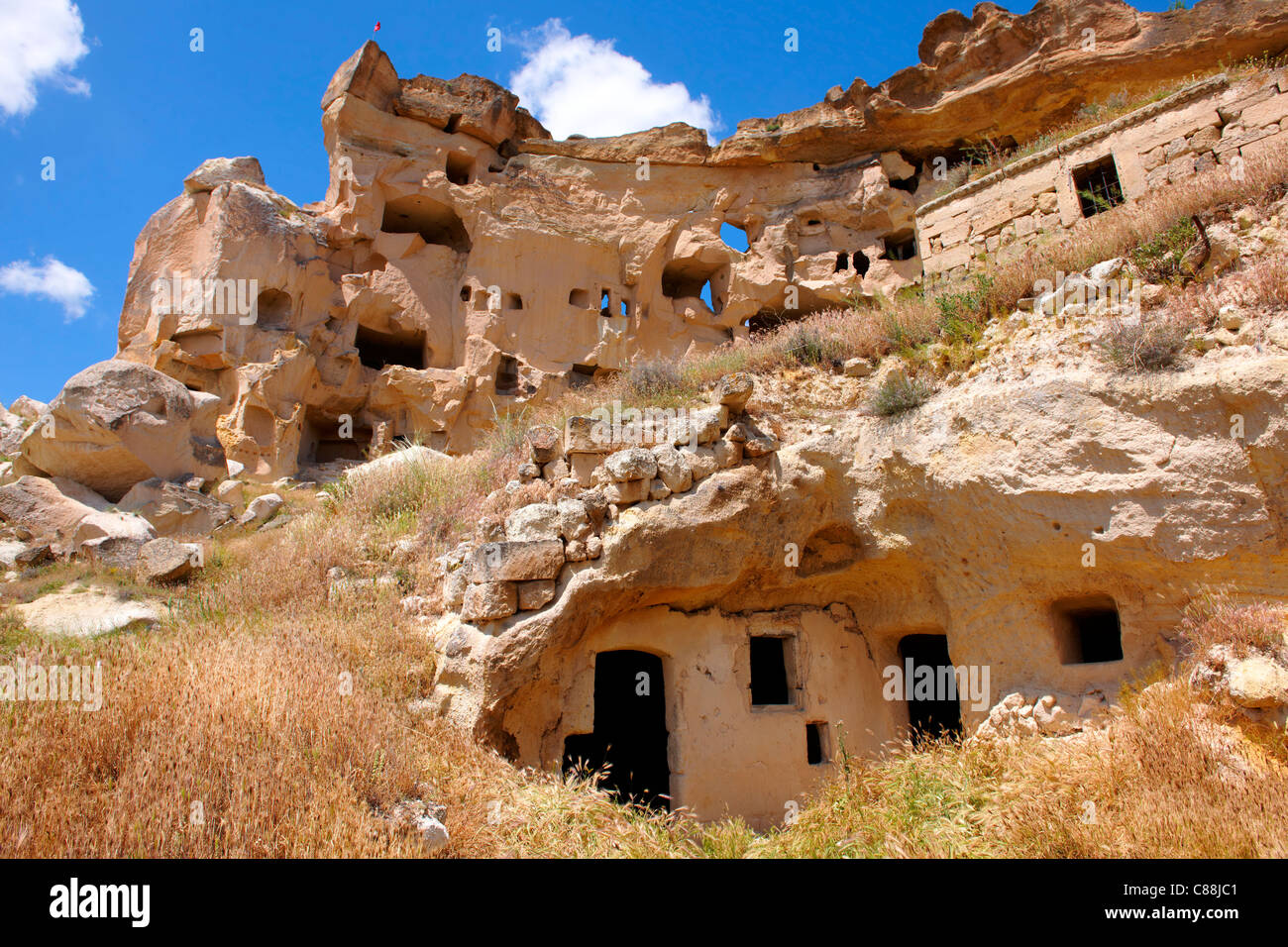 Cauvsin Rock Maisons de Cappadoce, Turquie Banque D'Images