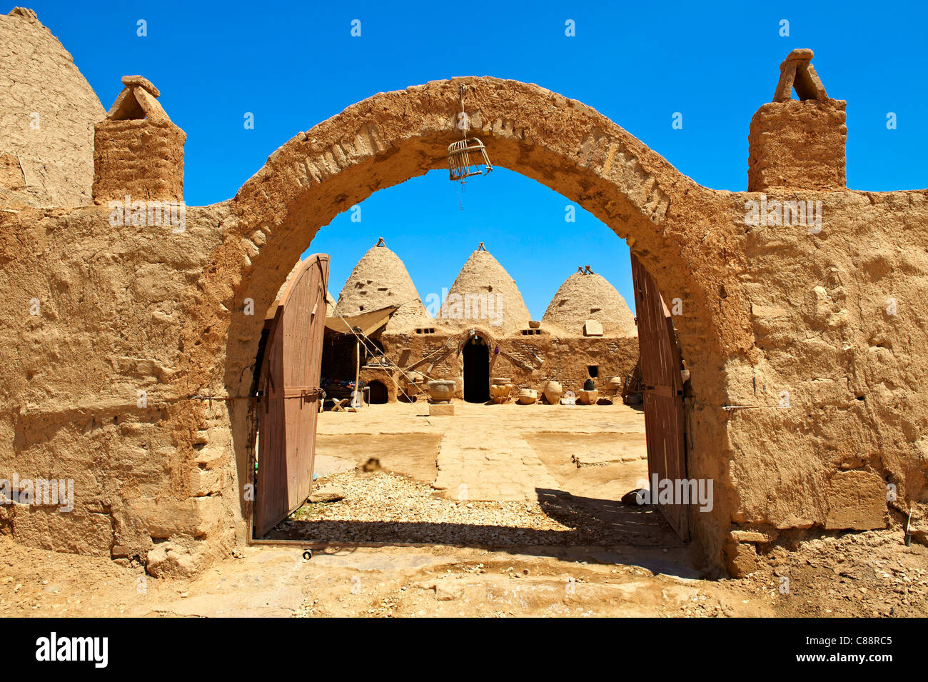 La Turquie Harran maisons ruche adobe Banque D'Images