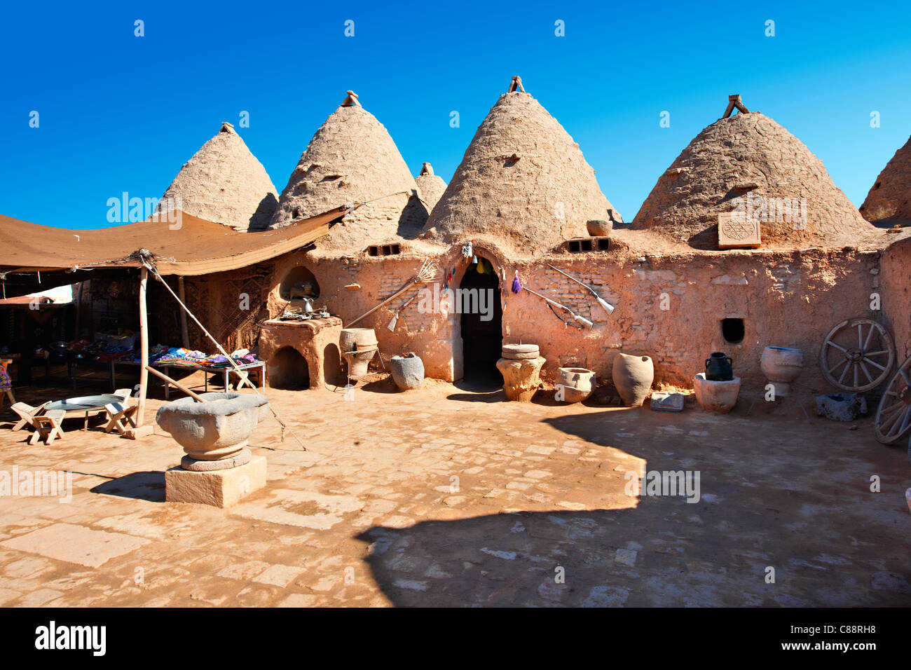 La Turquie Harran maisons ruche adobe Banque D'Images