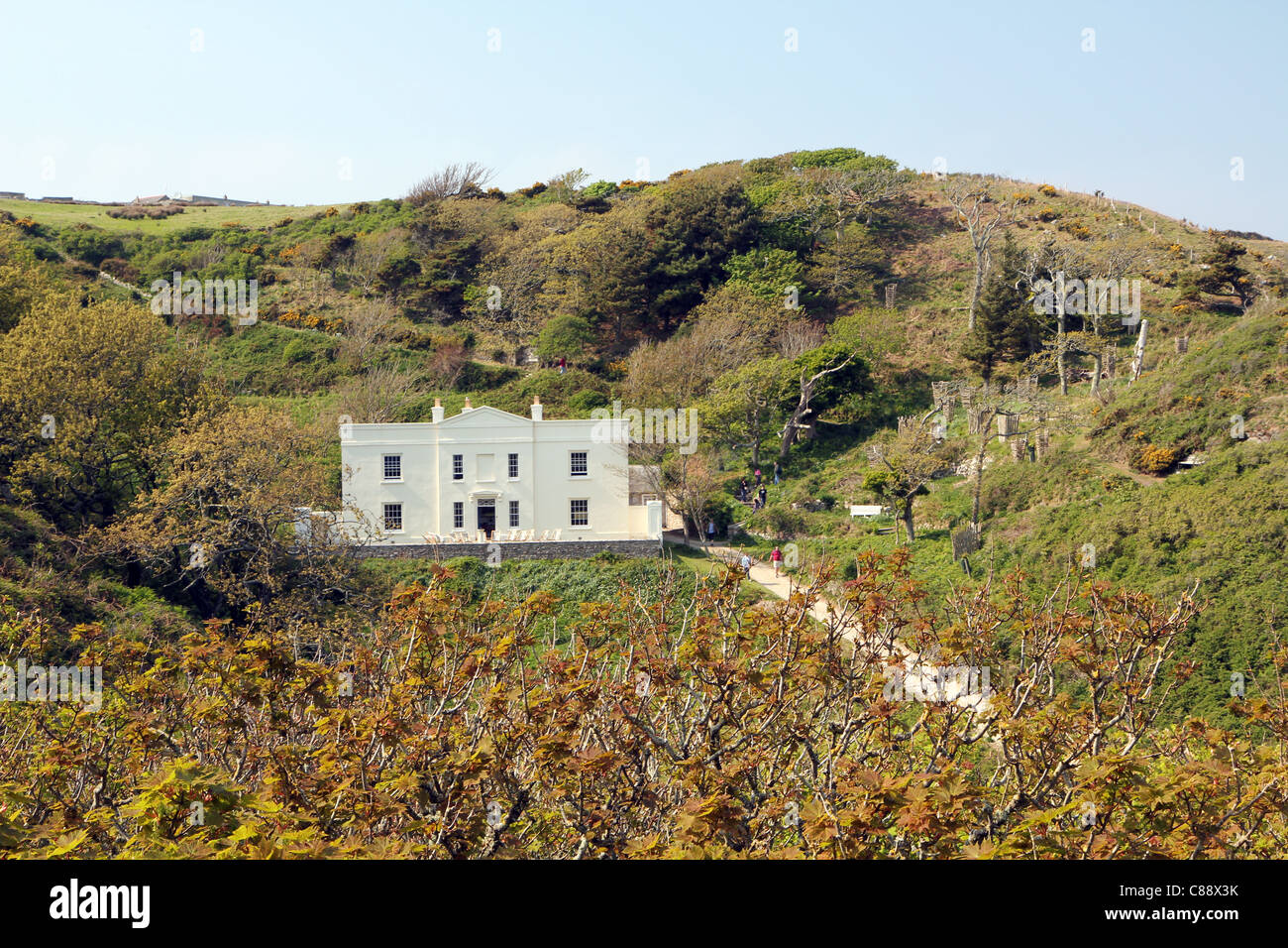 Millcombe House sur l'île de Lundy, Canal de Bristol, Royaume-Uni Banque D'Images