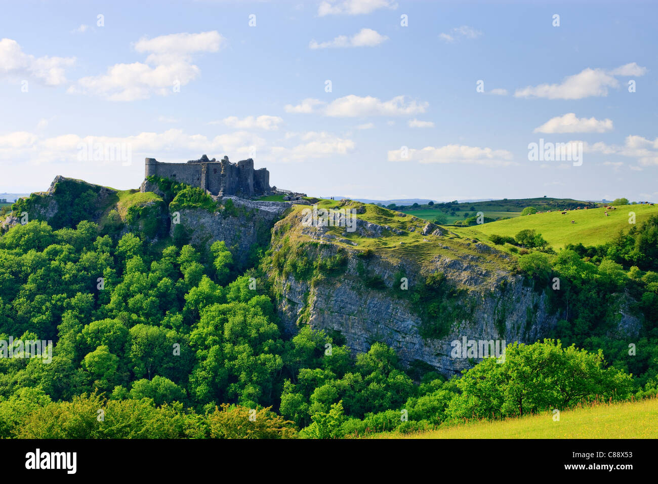 Carreg Cennen Castle Llandeilo Carmarthenshire Wales Banque D'Images