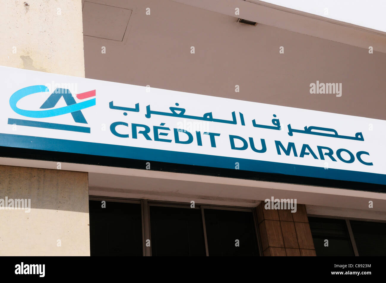 Signe de la banque Crédit du Maroc, Agadir, Maroc Banque D'Images