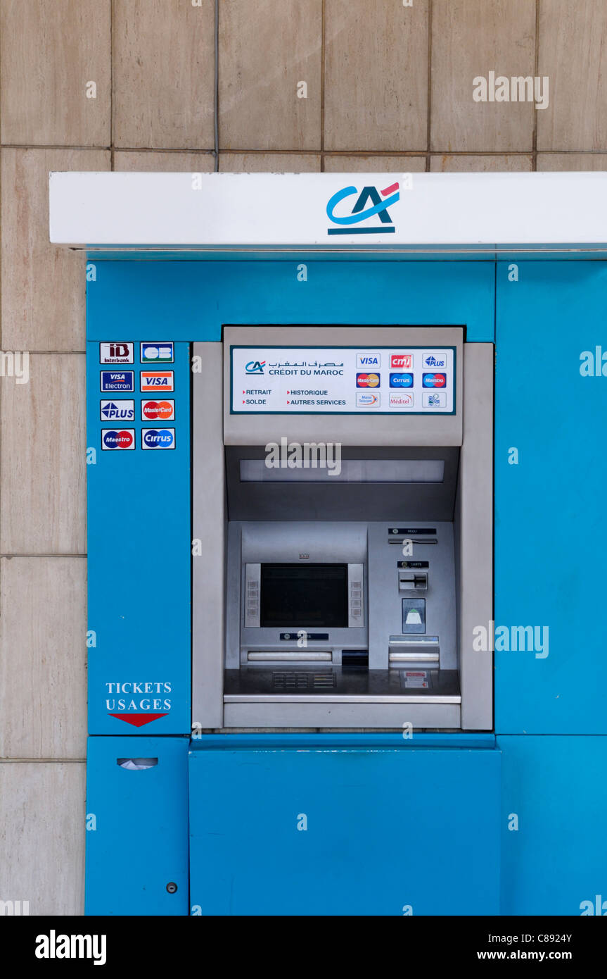Crédit du Maroc Cash Machine ATM, Agadir, Maroc Banque D'Images