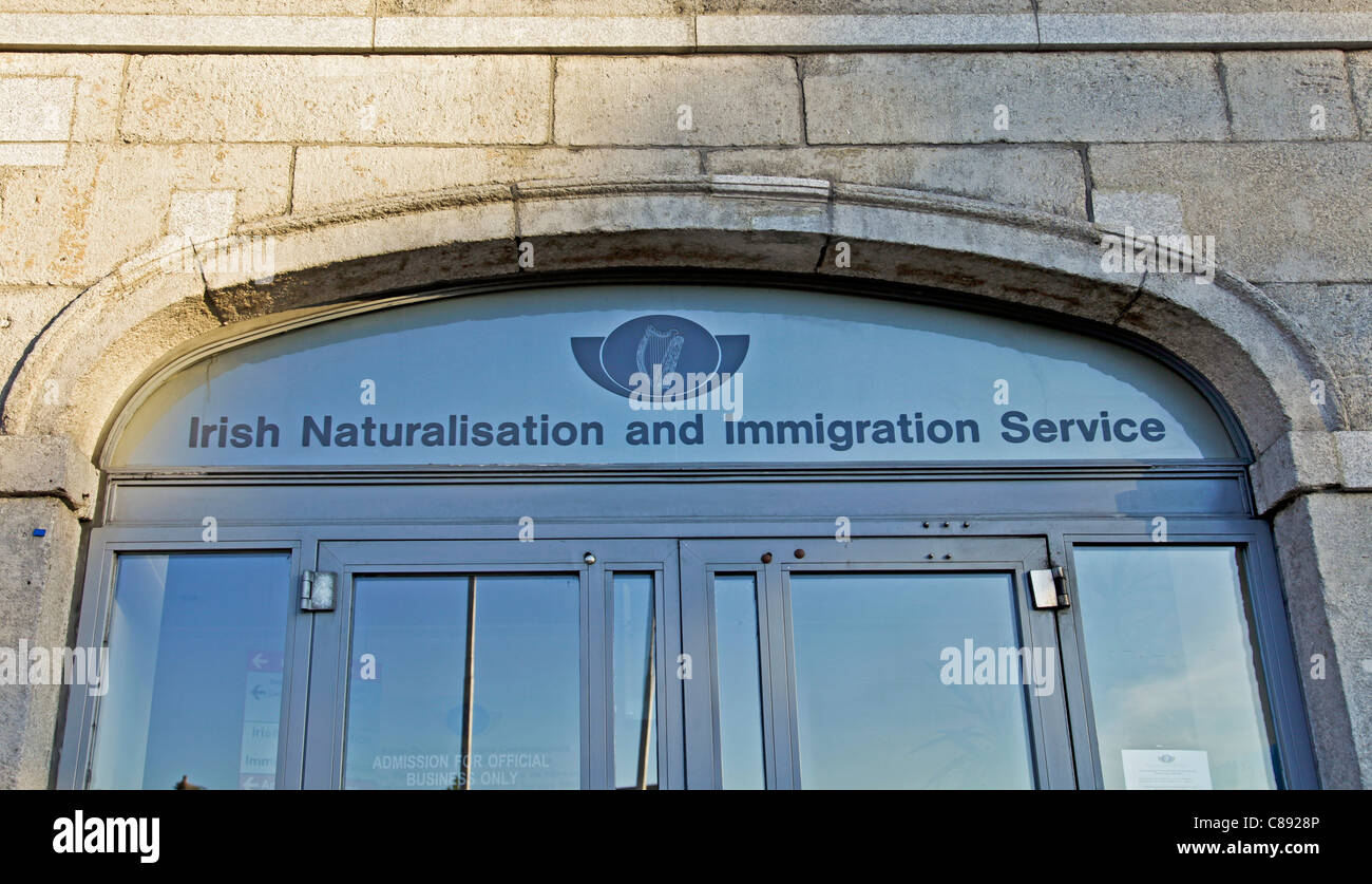 Entrée de la naturalisation et de l'Immigration irlandaise publique à Dublin, en République d'Irlande. Banque D'Images