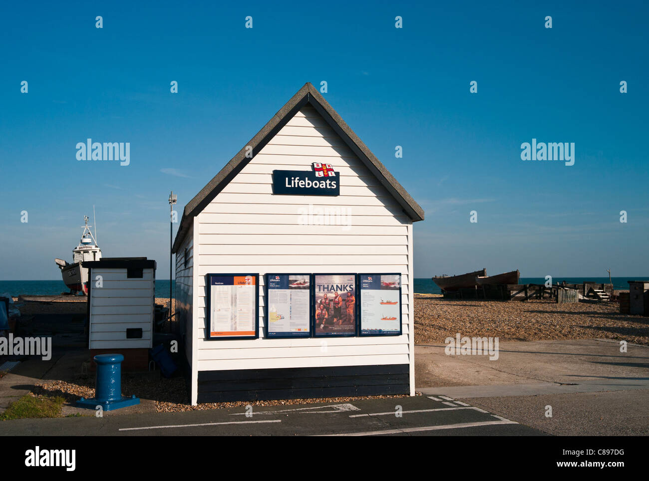 Bateaux de sauvetage de la RNLI Hut, Walmer, Deal, Kent. Banque D'Images