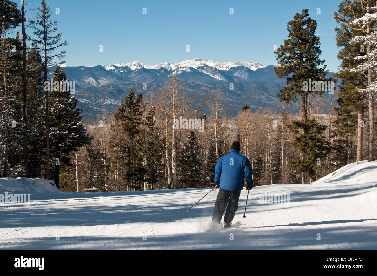 La vue sur la montagne depuis les pistes, Angel Fire Resort, Angel Fire, Nouveau Mexique. Banque D'Images