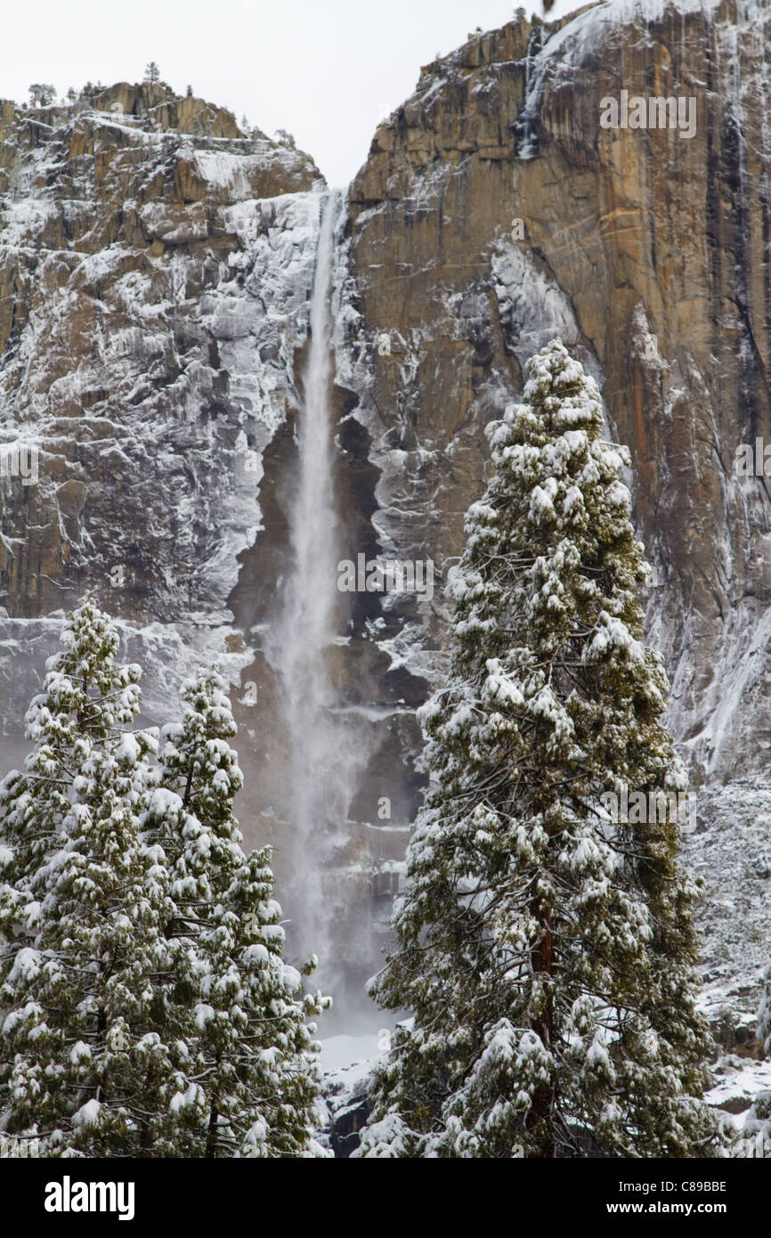 Yosemite falls in snow Banque D'Images