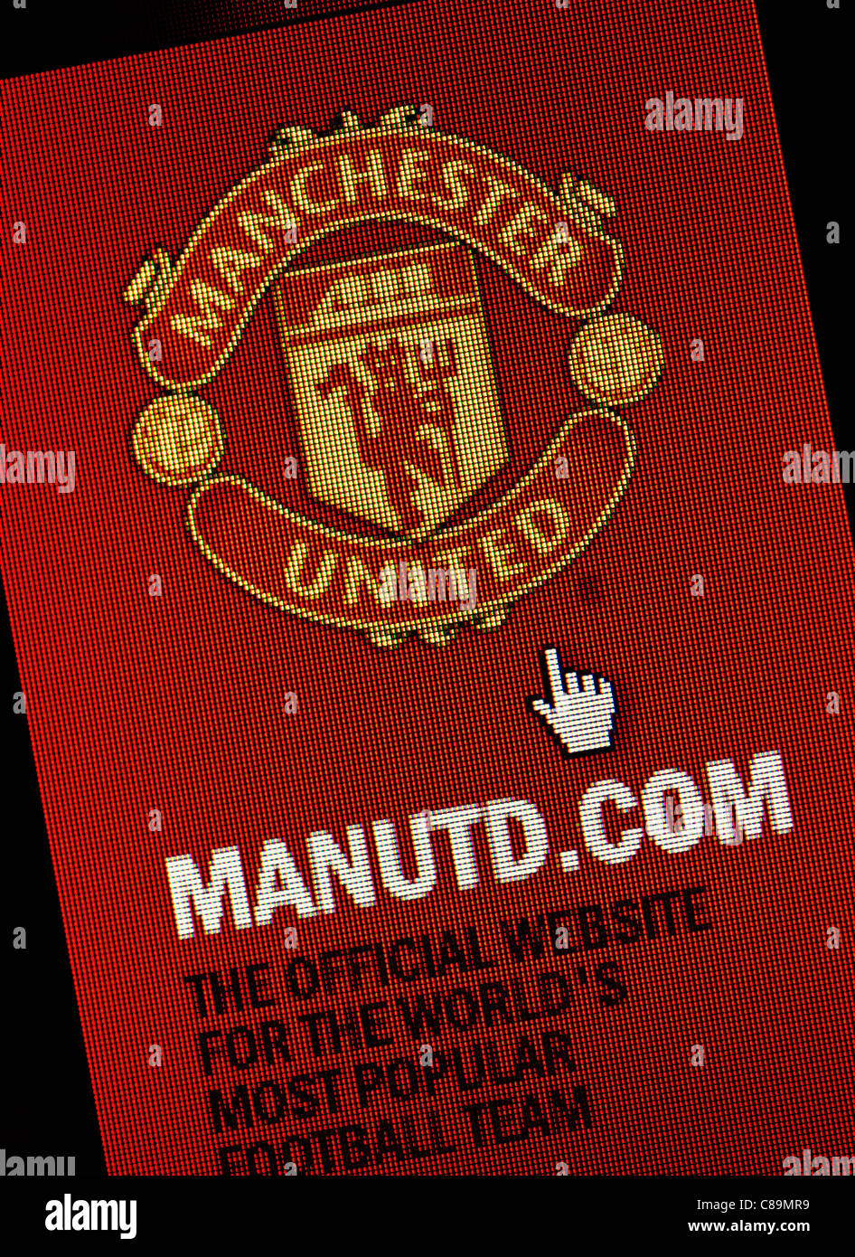 Manchester United FC logo et un nouveau site web close up Banque D'Images