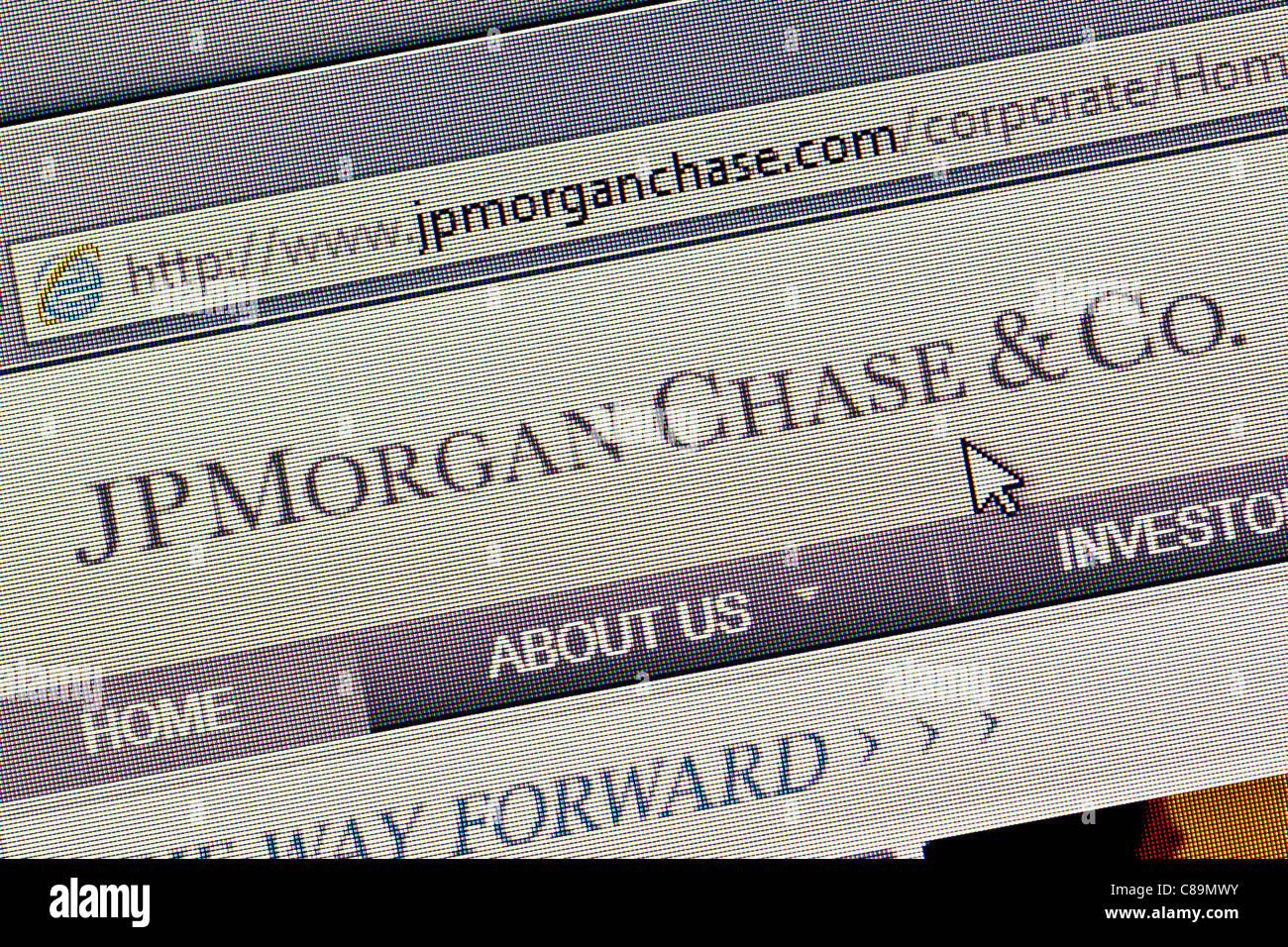 JP Morgan Chase logo et un nouveau site web close up Banque D'Images