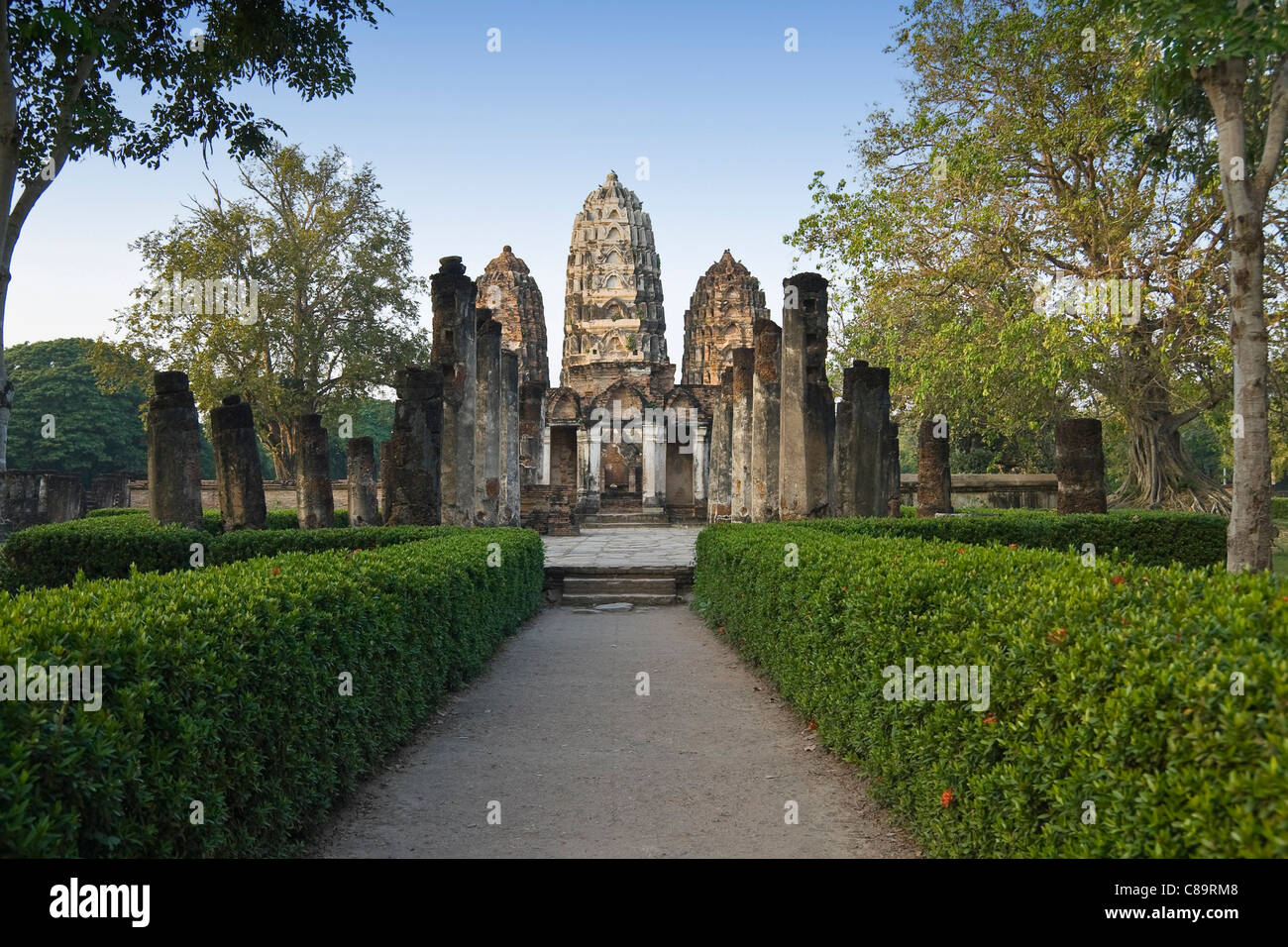 La Thaïlande, Sukothai, vue de l'ancien temple Banque D'Images