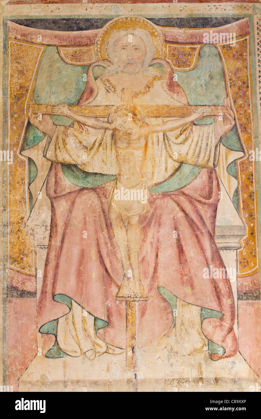 Fresque de l'église Santa Maria Maggiore, Sovana, Grosseto, Toscane, Italie Banque D'Images