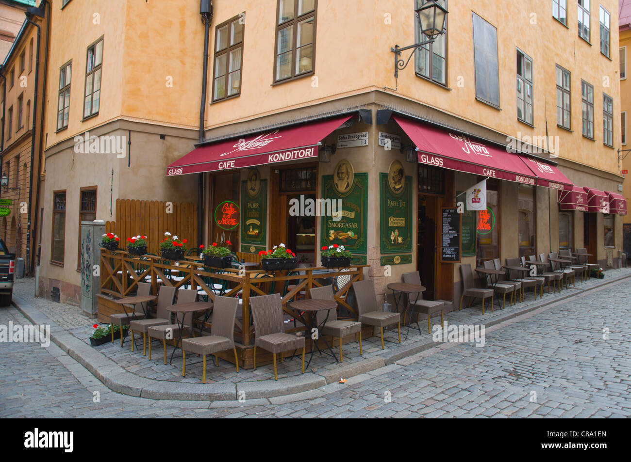 Extérieur café place Järntorget Gamla Stan, la vieille ville de Stockholm Suède Europe Banque D'Images