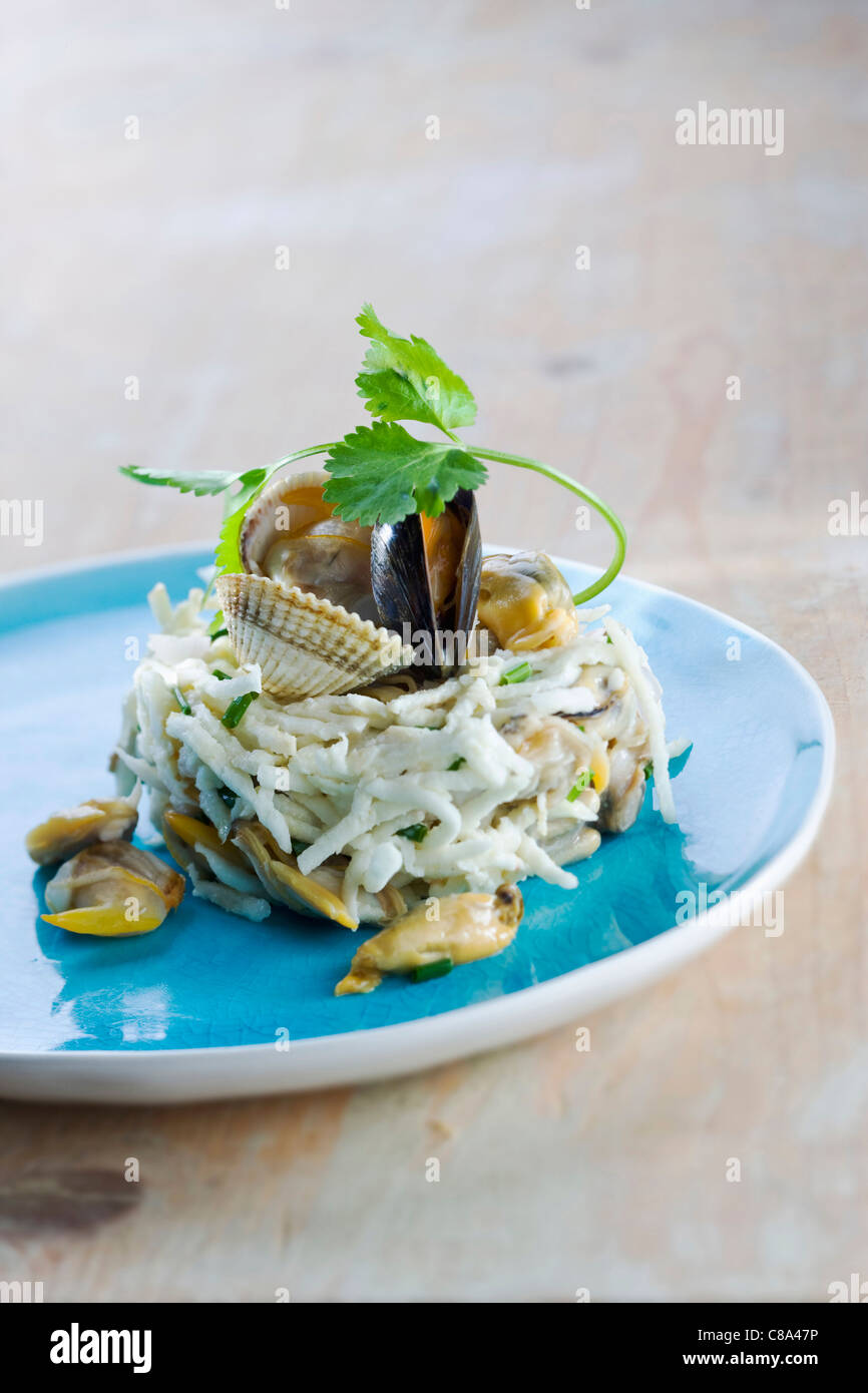 Timbale de céleri avec des coquillages Banque D'Images