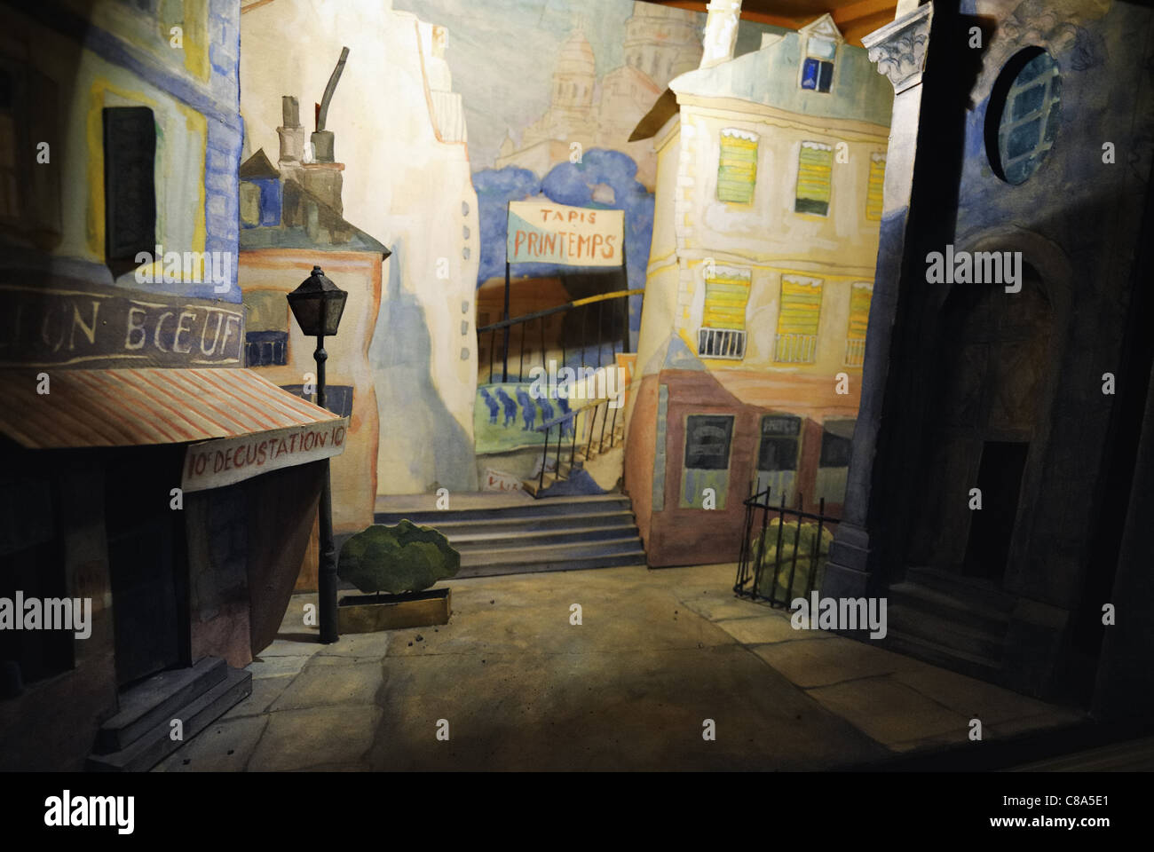 Mise en scène pour l'opéra Louise de Gustave Charpentier par Mikhail Bobyshev, 1922, Musée du Théâtre Mikhaylovsky, Russie Banque D'Images