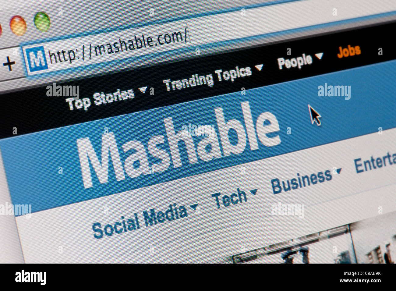 De près de l'logo Mashable comme vu sur son site web. (Usage éditorial uniquement : -Print, télévision, e-book et le comité éditorial du site). Banque D'Images