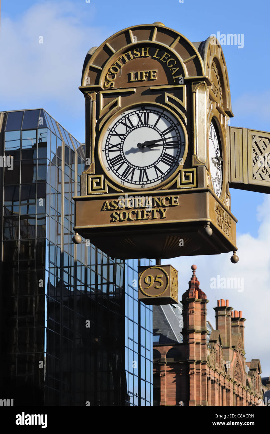 Horloge décorative de la Scottish Legal Life assurance Society à Glasgow, Écosse, Royaume-Uni, Europe Banque D'Images