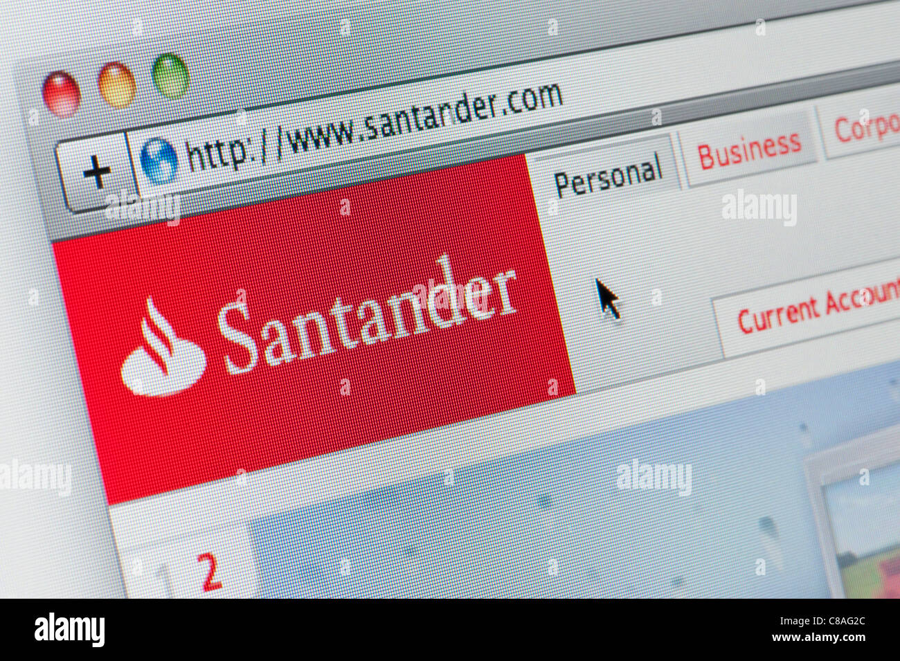 De près de l'logo Santander comme vu sur son site web. (Usage éditorial uniquement : -Print, télévision, e-book et le comité éditorial du site). Banque D'Images