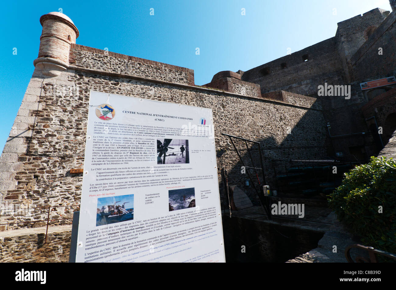 Le centre d'entraînement commando français (Centre National d'entrainement commando) dans le Fort Vauban, Miradou Collioure. Banque D'Images