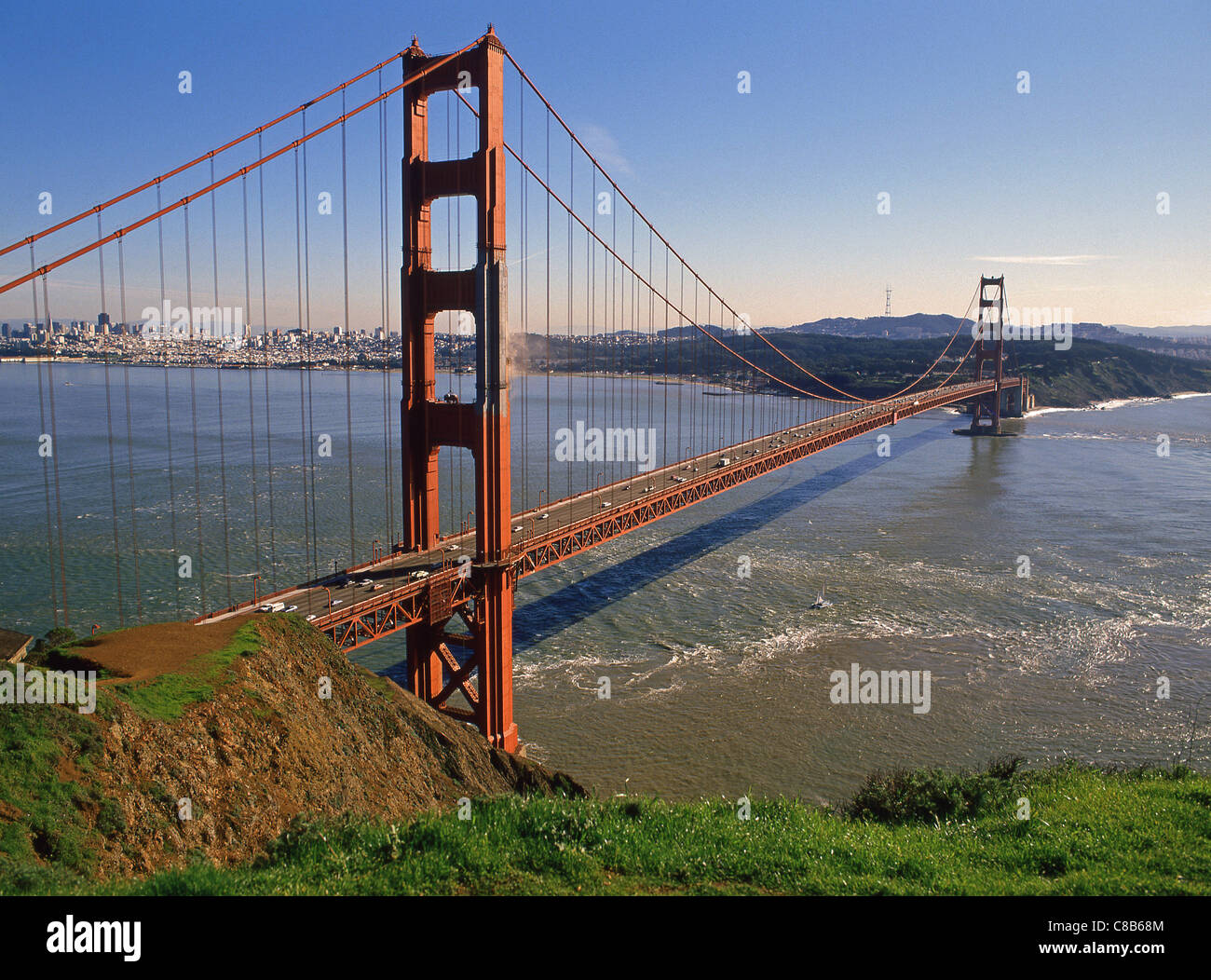 Golden Gate Bridge à partir de comté de Marin Headlands, San Francisco, Californie, États-Unis d'Amérique Banque D'Images